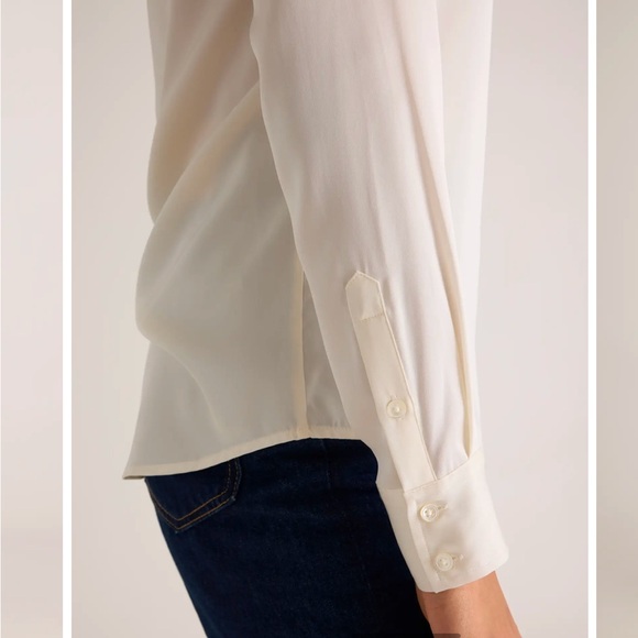 Washable Stretch Silk Notch Collar Blouse NWOT - Picture 2 of 7